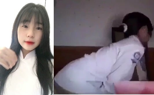 Nữ sinh gần gũi bạn trong tư thế gợi cảm